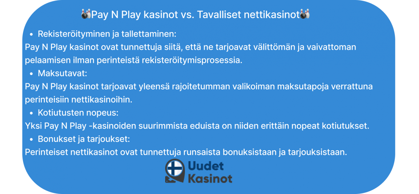 pay n play kasinot vs. tavalliset nettikasinot 