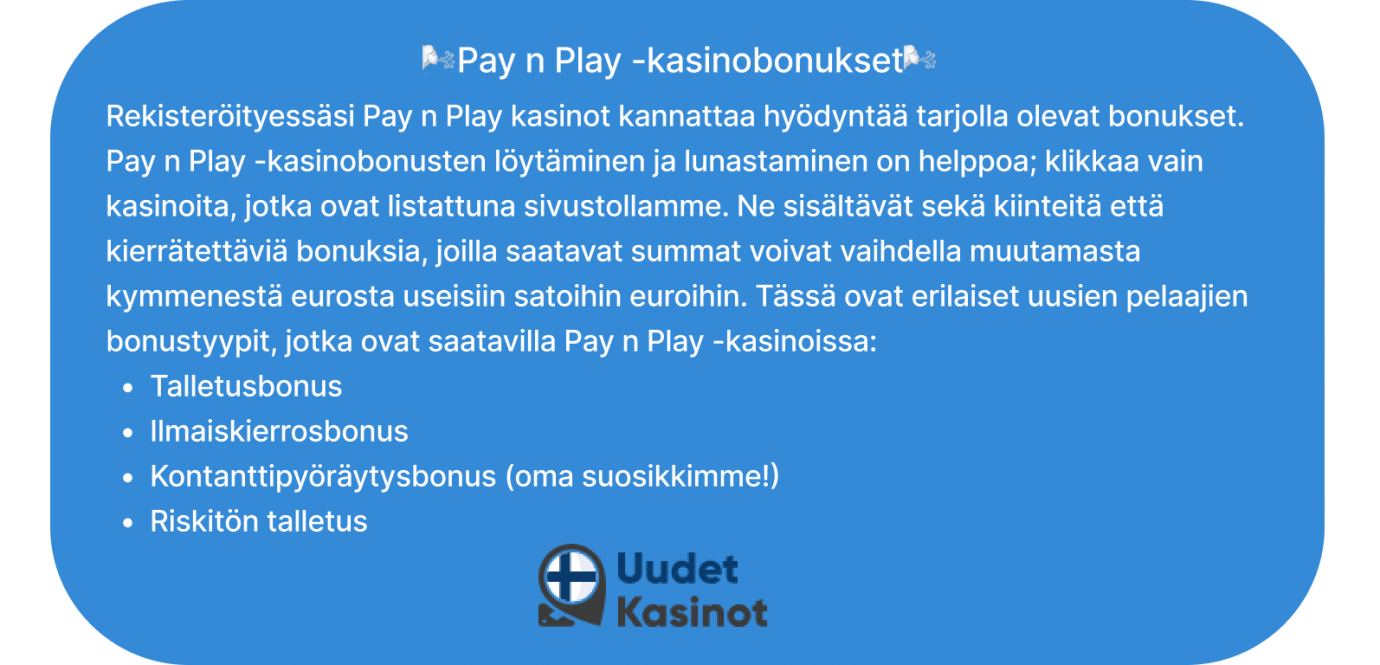 pay n play -kasinobonukset 