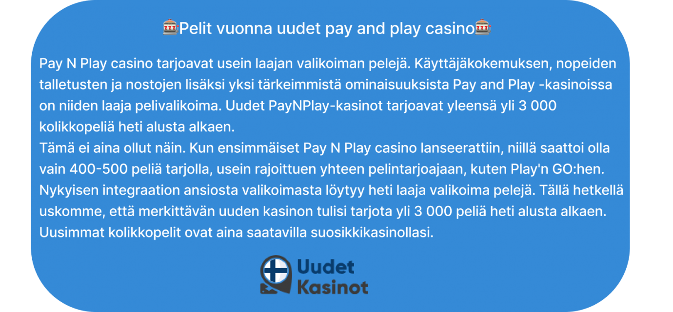 pelit vuonna uudet pay and play casino